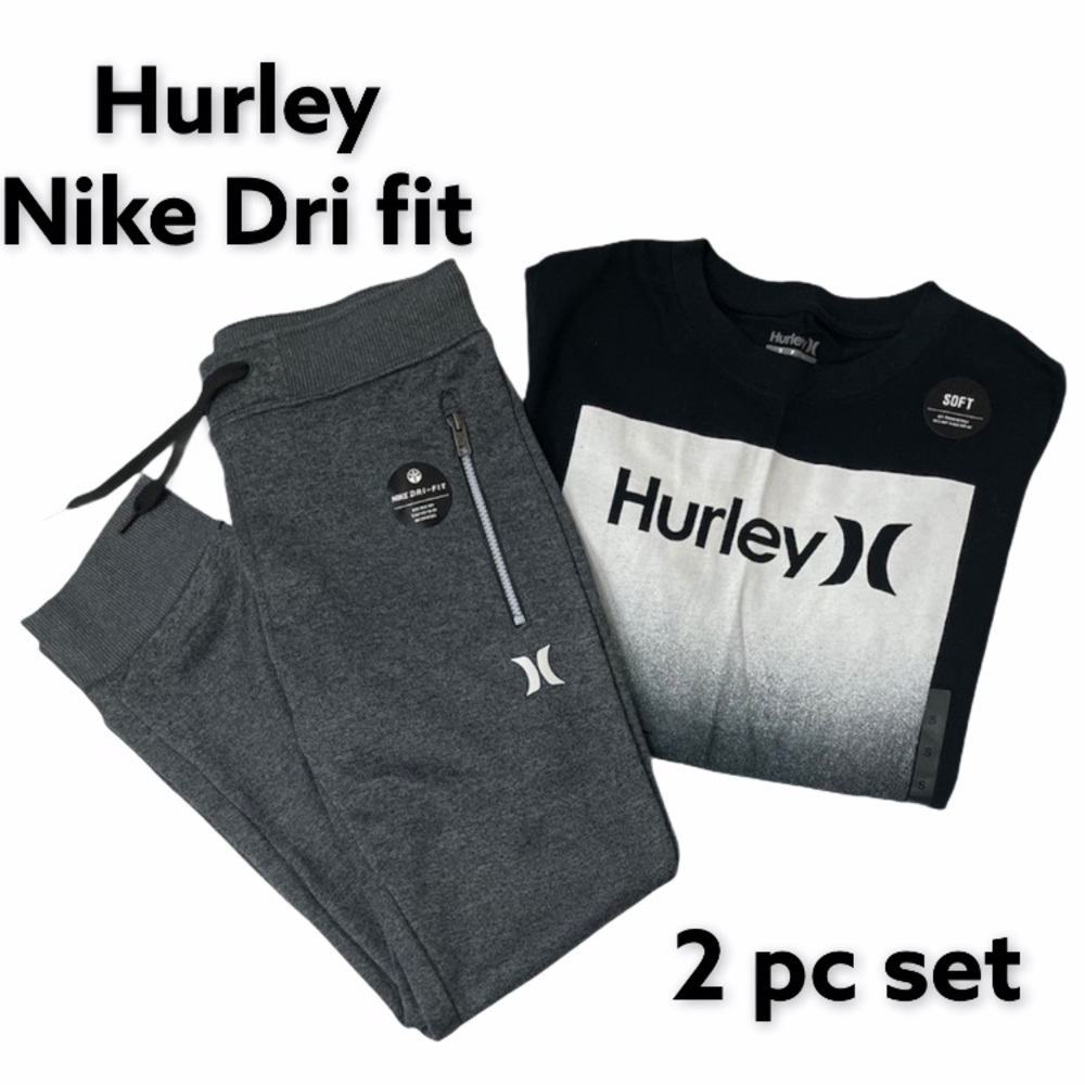 Boys Athletic Set Nike Hurley 2 Pc Long Sleeve Shirt Jogger Pants Size Small